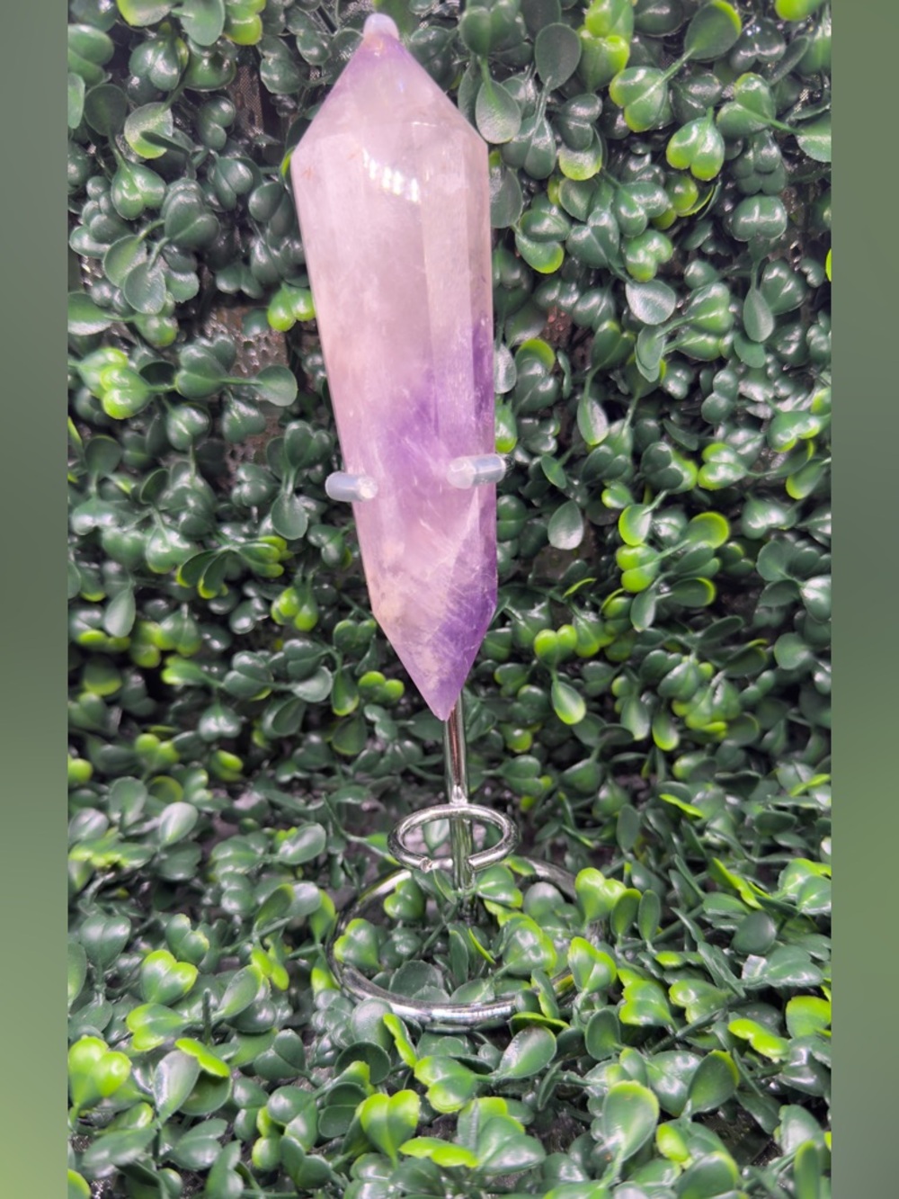 Beautiful Phantom Amethyst Vogel “Healing Wand”  w/ Stand